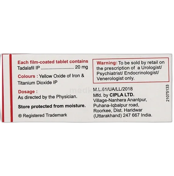 tadacip 20mg tablet 4's